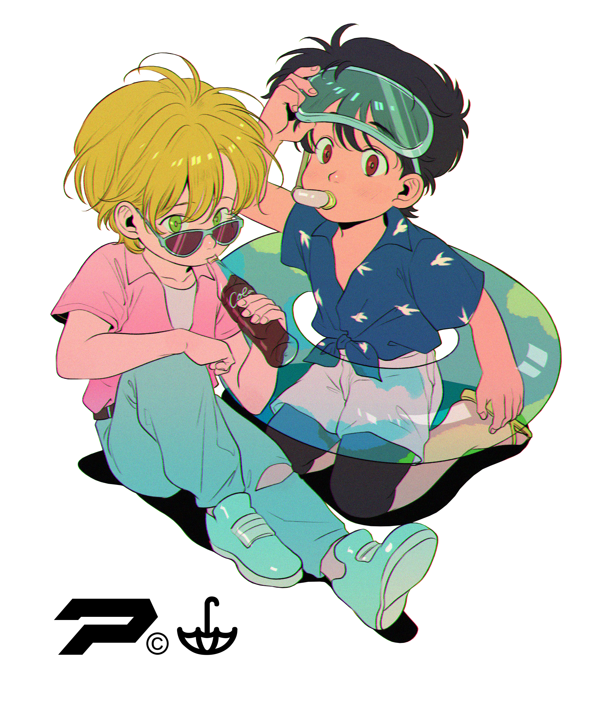 Ash x Eiji, chibi, Banana Fish, credits to the artist