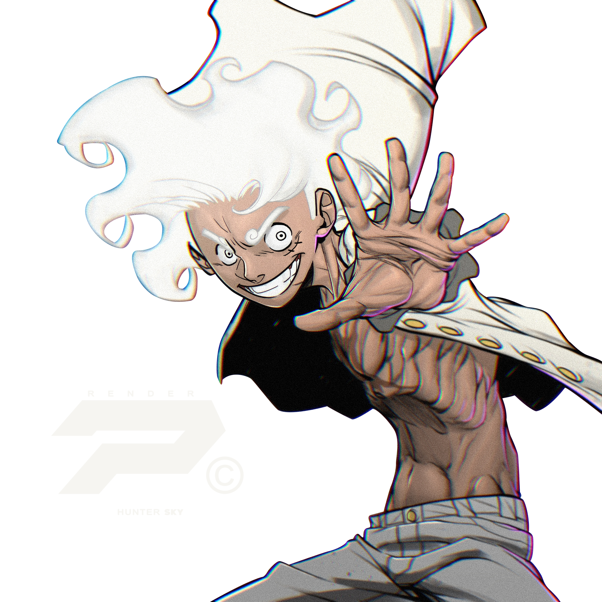 Monkey D Luffy Gear 5 Colored Transparent PNG - PNGAnime