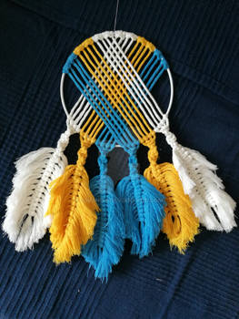 Macrame Dreamcatcher Yellow Blue White