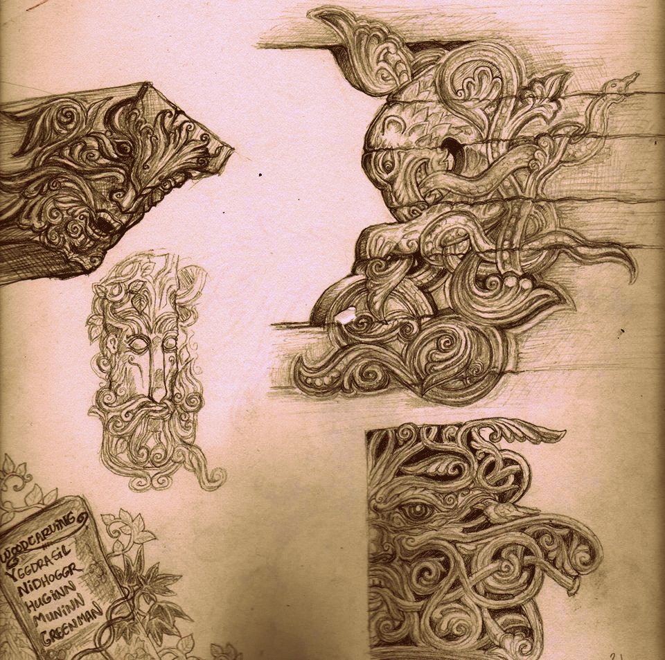 Norse Woodcarving Sketches