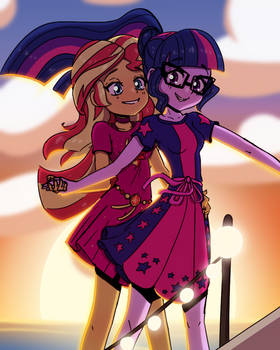 Sunset Shimmer and Twilight Sparkle