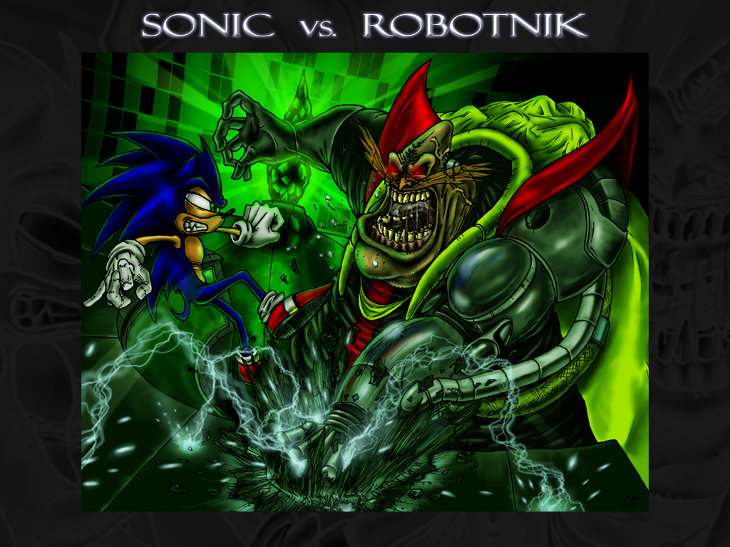 Sonic vs Robotnik Wallpaper by BiggySchmalz