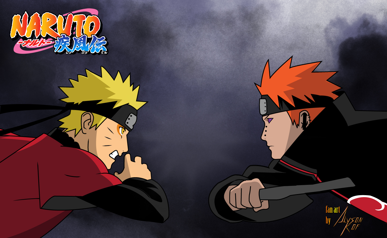 Desenho Naruto vs Pain by llucass on DeviantArt