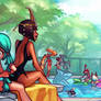 Skullgirls PC art Gallery - Pool party! KNKL
