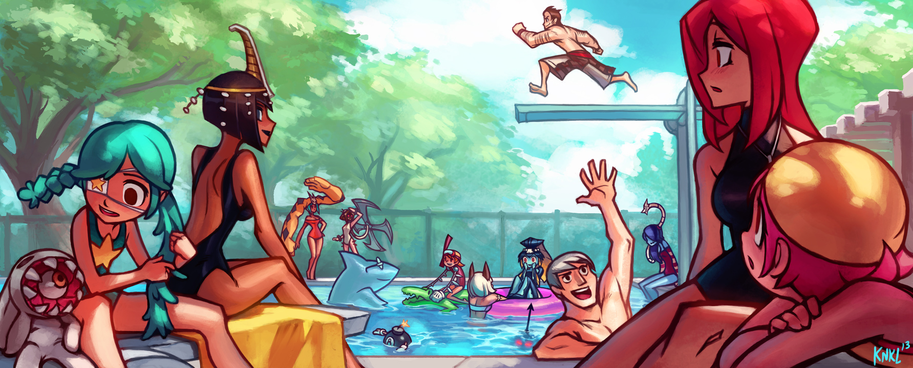 Skullgirls PC art Gallery - Pool party! KNKL