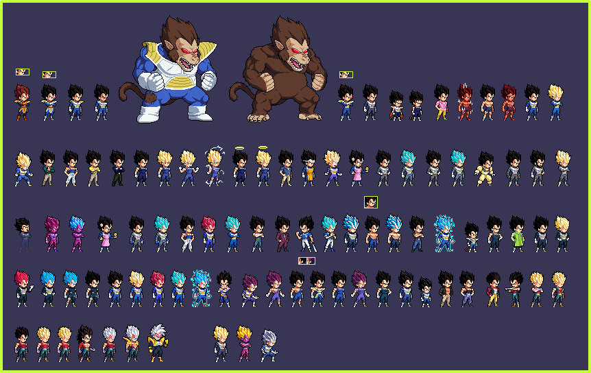 Vegeta sprite collection SWL-PLUS (all versions) by JustOruma on DeviantArt