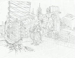 superheroes city landscape