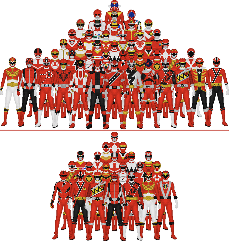 All Super Sentai and Power Rangers Reds by Taiko554 on DeviantArt