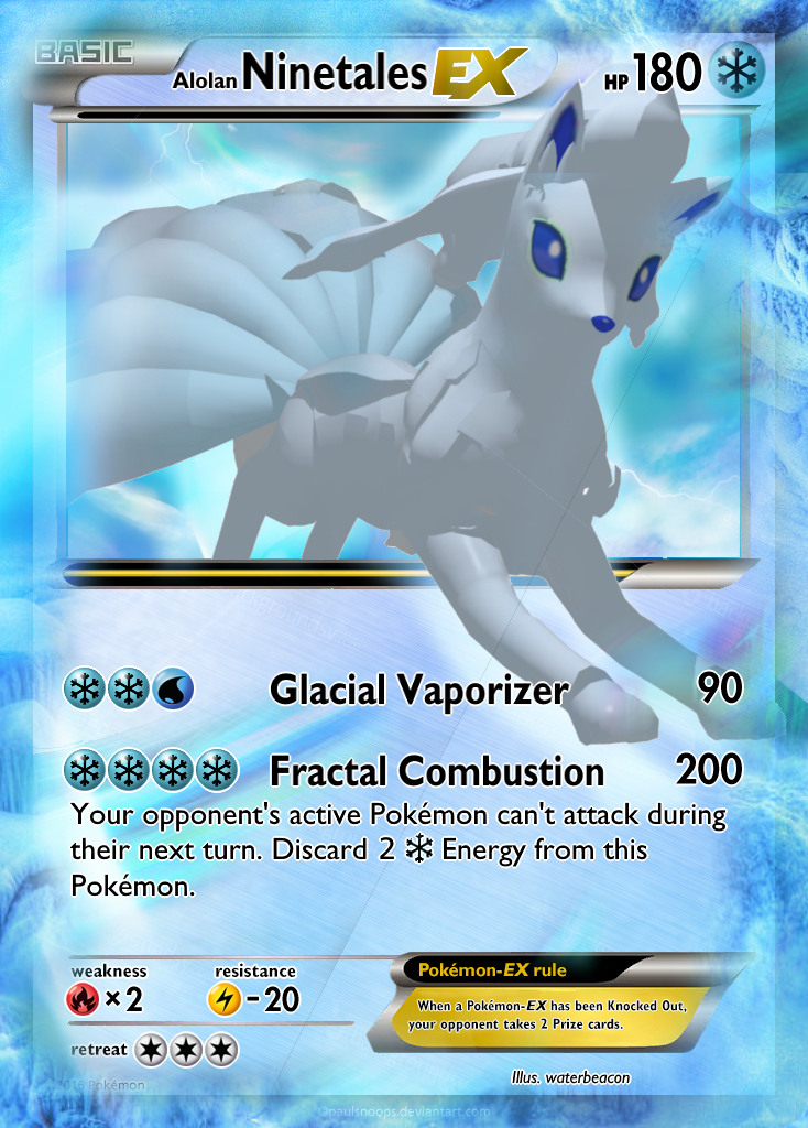 pokemon cards alolan ninetales Colorless Aurora Beam (80) Weakness Metal 2 Resistance None None Retreat Cost Alolan Ninetales EX Custom Pokemon