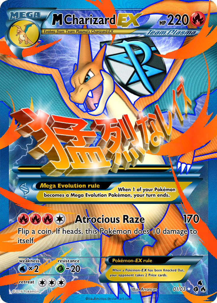 team plasmas mega charizard y ex custom card by