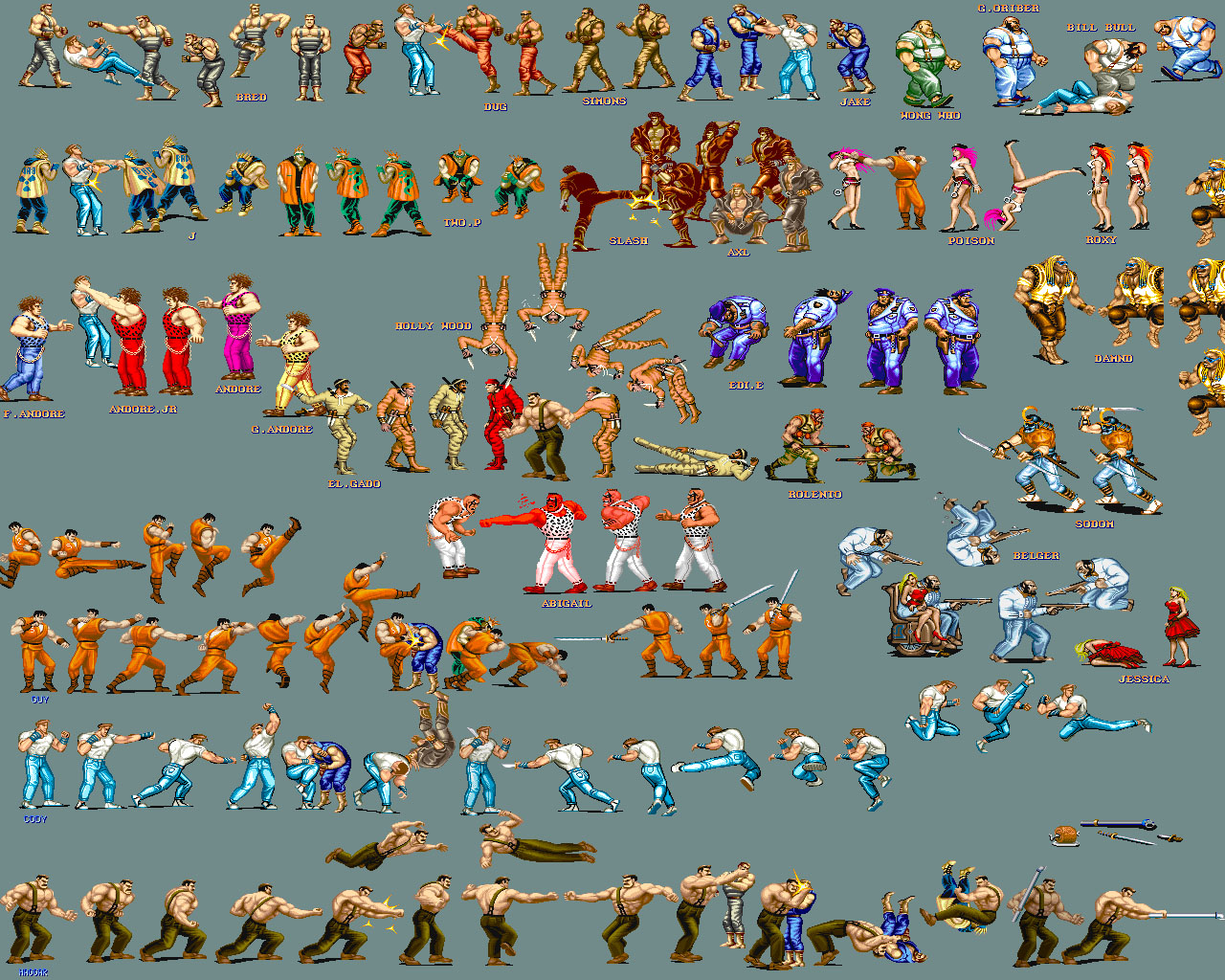 Final fight sprite sheet by cheesyniblets on DeviantArt