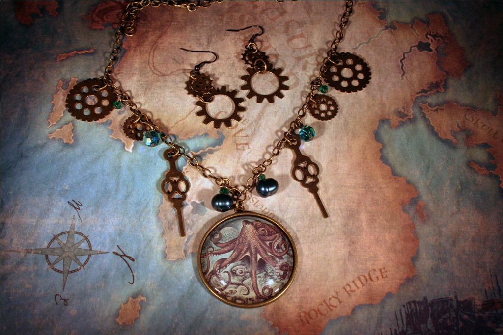 Steampunk Kraken Necklace by NerdyRobotsJewelry