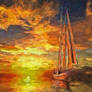 Ship on-sunset- brus paint FREE DOWLOAD