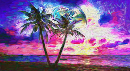 Palms end ocean by kiklopp