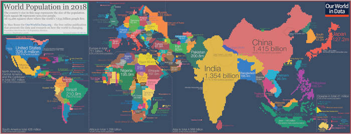 World Map was Drawn Based on Country Populations