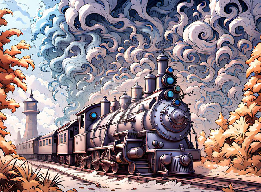Train With spiral clouds by kiklopp on DeviantArt
