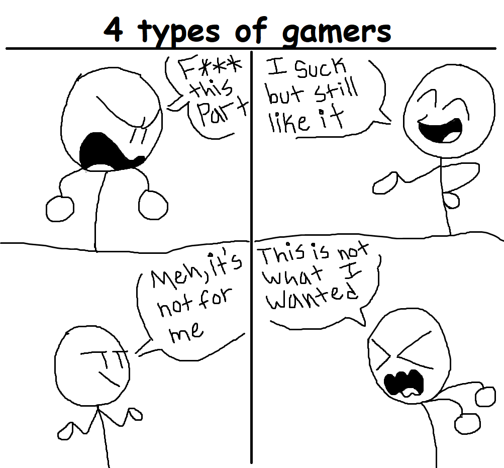 4 types of gamers by SonicManiaArt on DeviantArt