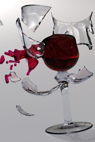 broken glass frozen wine