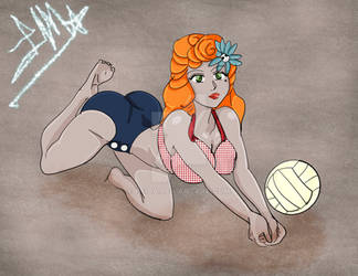 Cherry Bombshell playing Volleyball