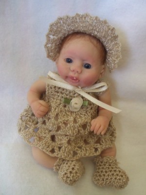 Crochet dress ooak baby brown