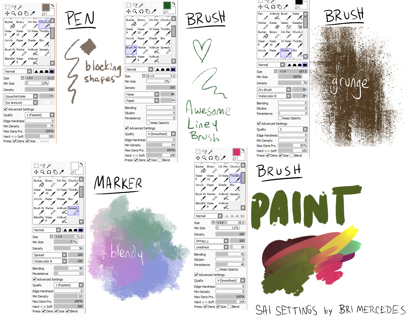 Bri's Paint Tool SAI Brush Settings