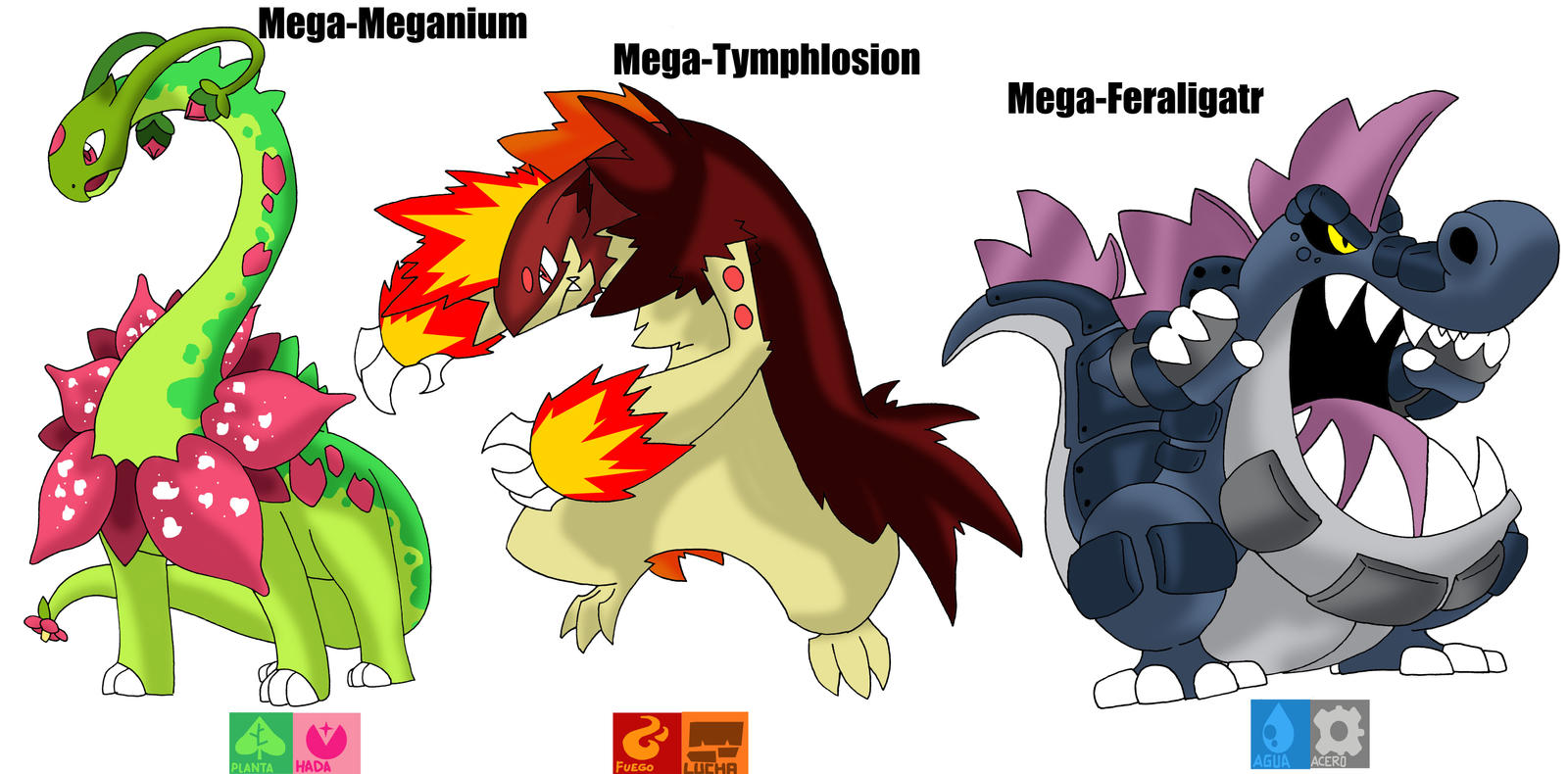 Pokemon Fan Creates Mega Evolutions for Meganium, Typhlosion, and Feraligatr