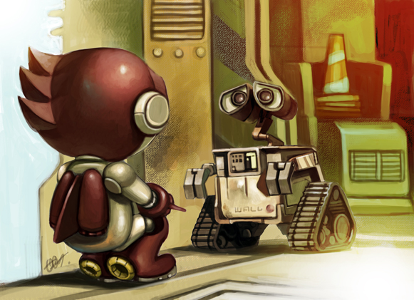 cyborg J and wall E