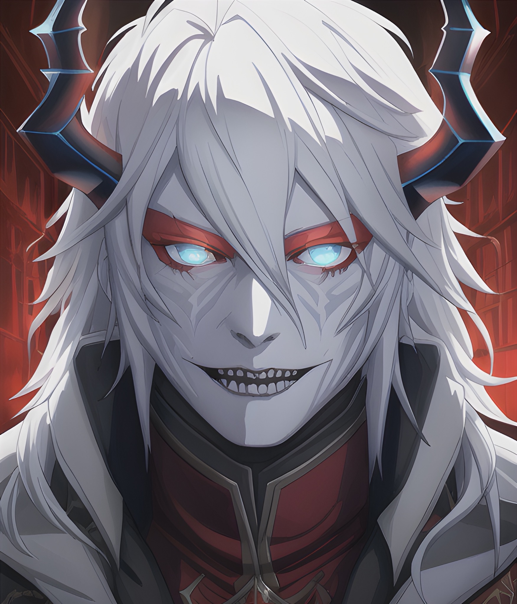 anime demon guy white hair