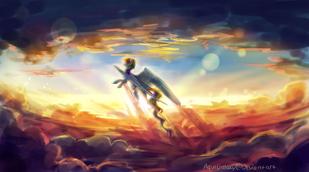 MLP rainbow dash : Golden sunset by AquaGalaxy