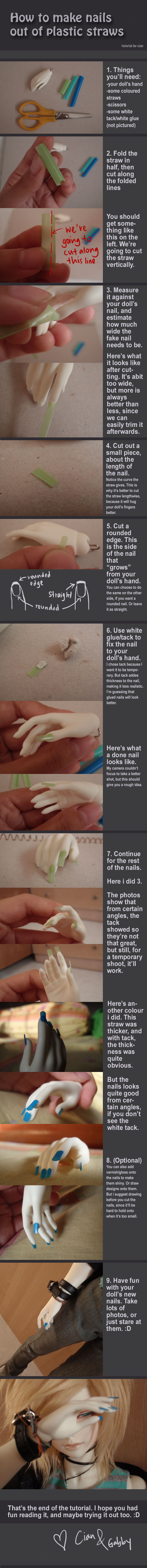 Plastic nails for bjd tutorial