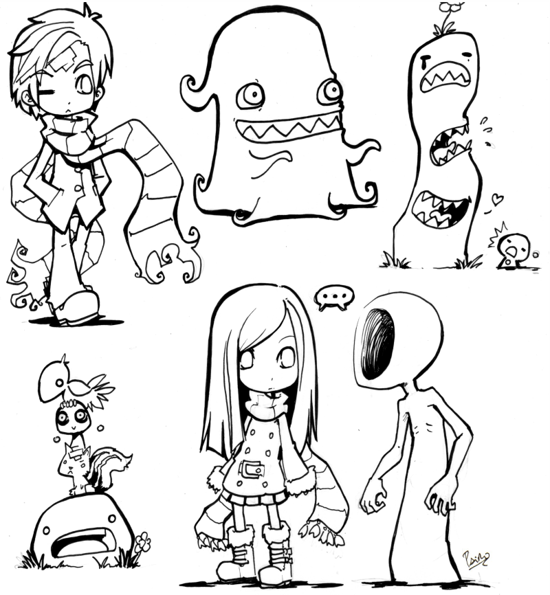 random doodles to color by Parororo on DeviantArt