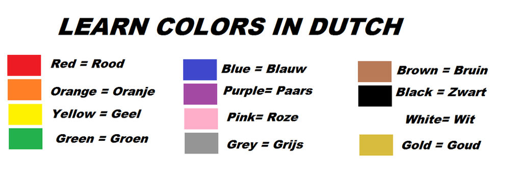 LEARN DUTCH 2, COLORS by AgentKaas on DeviantArt