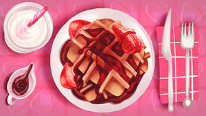 Syrupy Strawberry Waffles