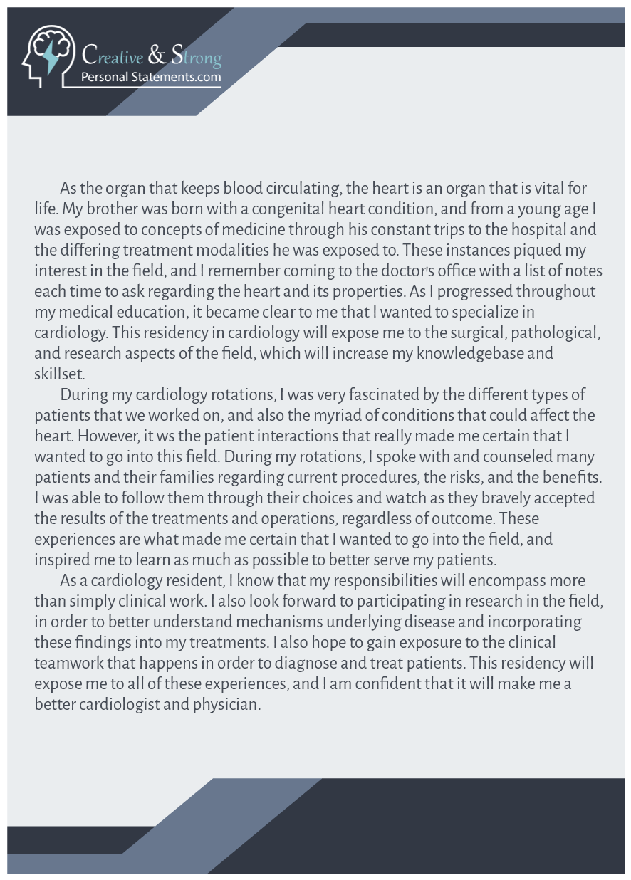 Cardiology Personal Statement Sample by CSPersonalStatements on DeviantArt