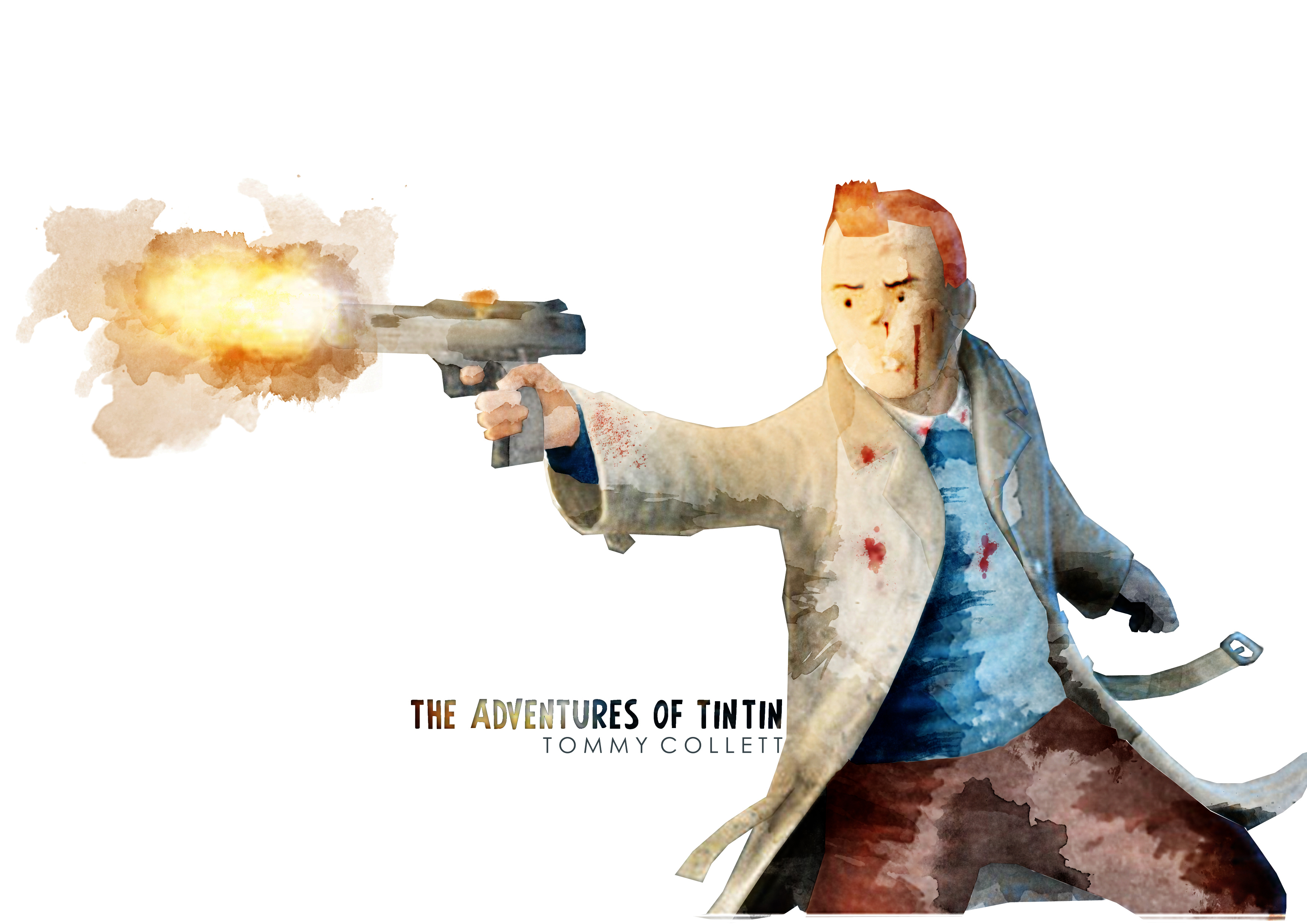 The Adventures Of TinTin Water Colour