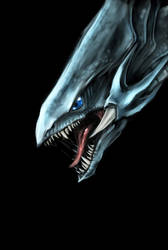 Blue Eyes White Dragon head painting
