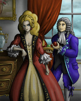 Madame du Barry and Louis XV (colored)