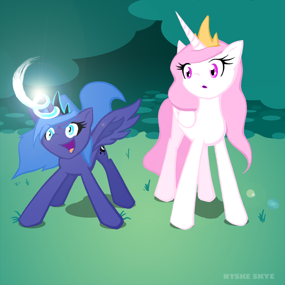 Young Luna and Celestia in Everfree