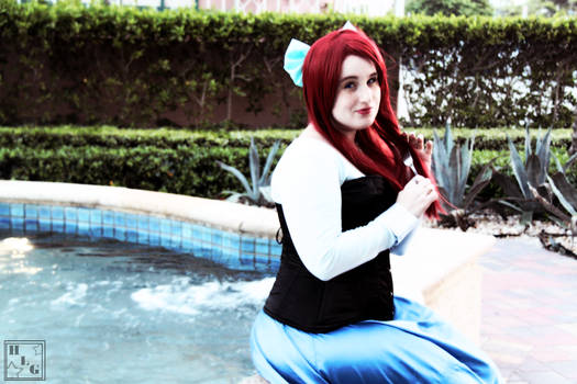 The Little Mermaid: Sitting by the Fountain