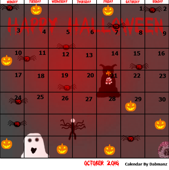 October 2016 Halloween Calendar