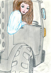 Truck driving lady