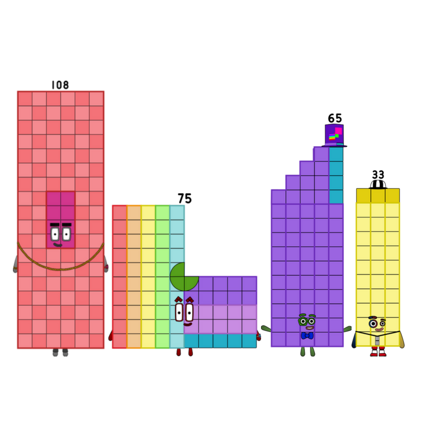 Numberblocks 108 75 65 and 33 by jeanpaulfelix on DeviantArt