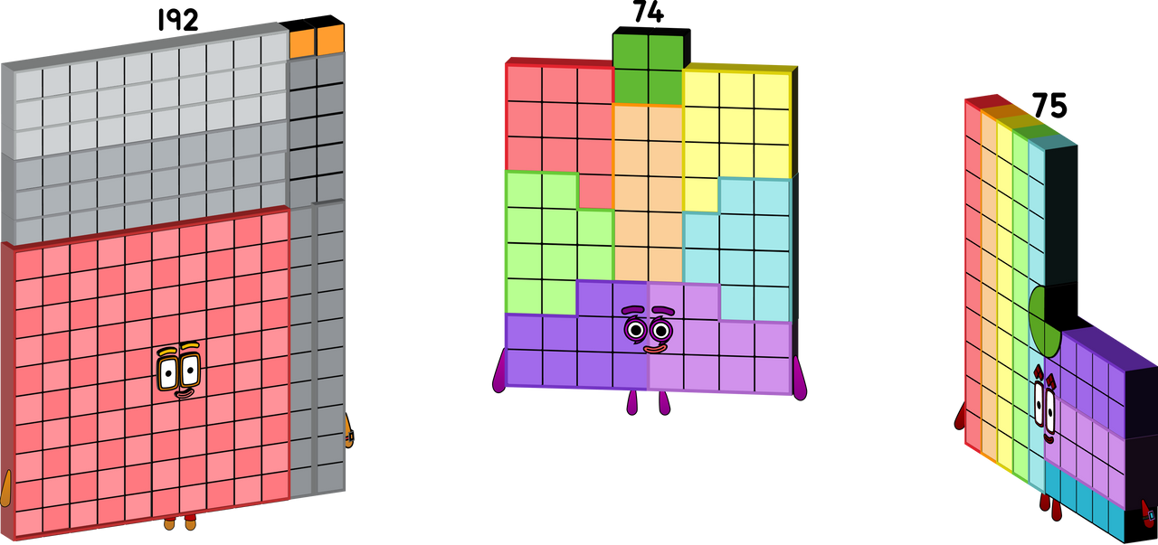 Numberblocks 74 75 and 192 3d nov 25 2023 by jeanpaulfelix on DeviantArt