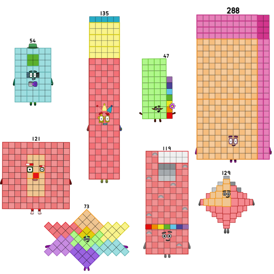 Numberblocks 54 135 73 121 47 288 119 and 129 2024 by jeanpaulfelix on ...