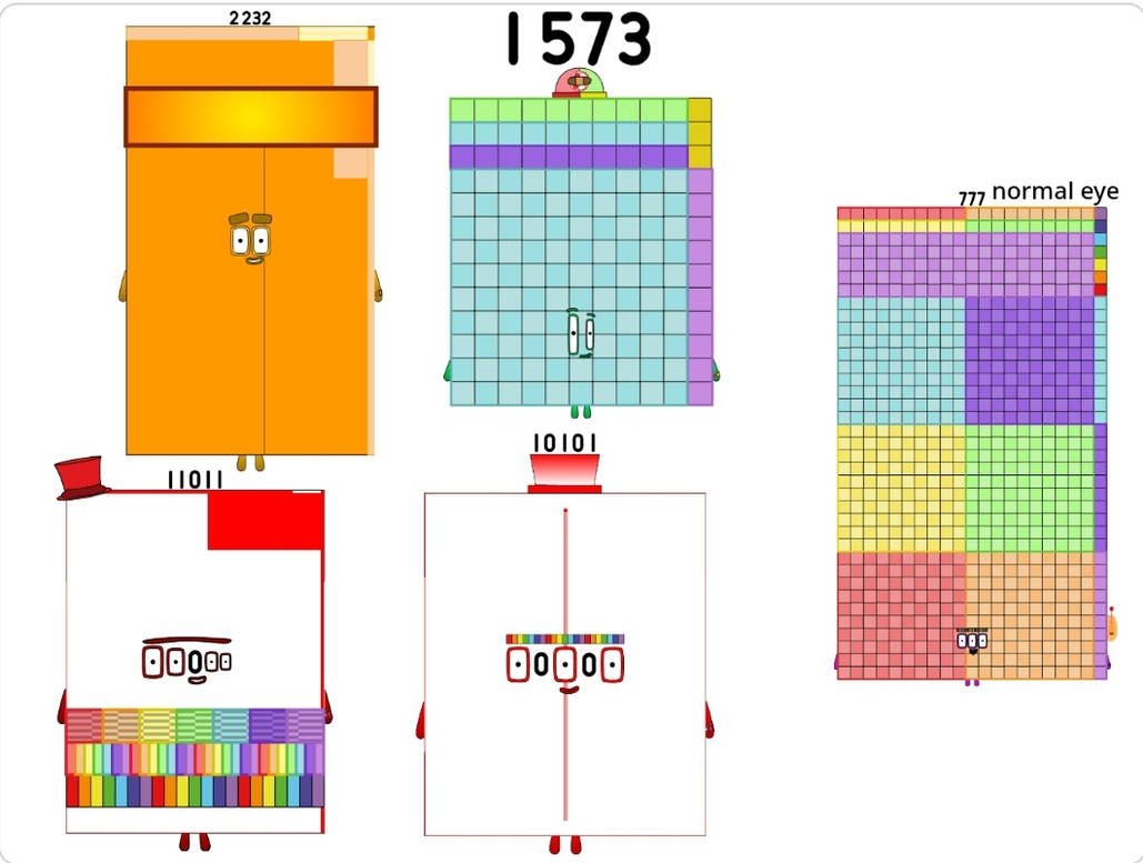 Colorblock 1173 Numberblocks 1573 2232 10101 11011 and 777 by jeanpaulfelix on DeviantArt