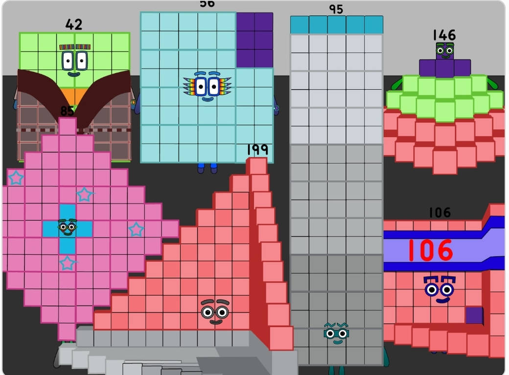 Numberblocks 42 56 85 95 106 146 and 199 by jeanpaulfelix on DeviantArt