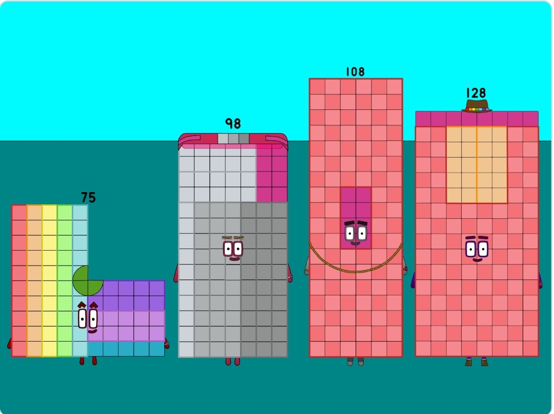 Numberblocks 75 98 108 and 128 by jeanpaulfelix on DeviantArt