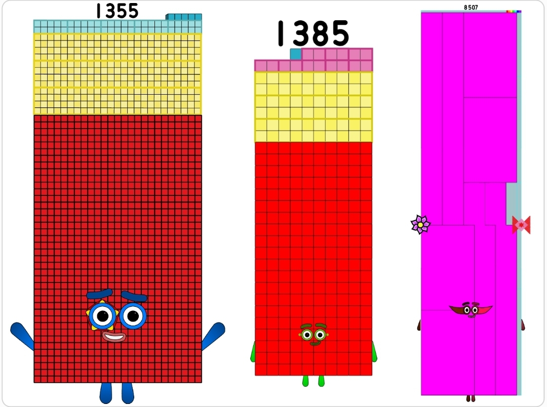 Numberblocks 1355 1385 and 8507 by jeanpaulfelix on DeviantArt