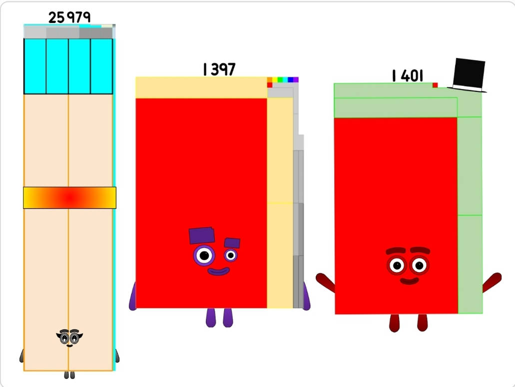 Numberblocks 25979 1397 and 1401 by jeanpaulfelix on DeviantArt
