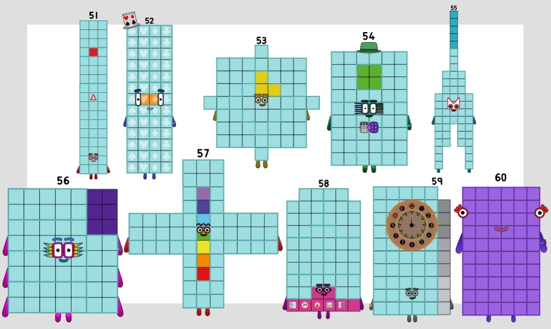 Numberblocks 51 to 60 by jeanpaulfelix on DeviantArt